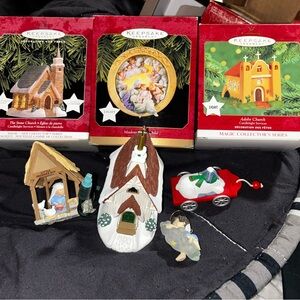 Lot of 7 Religious Church Christmas ornaments